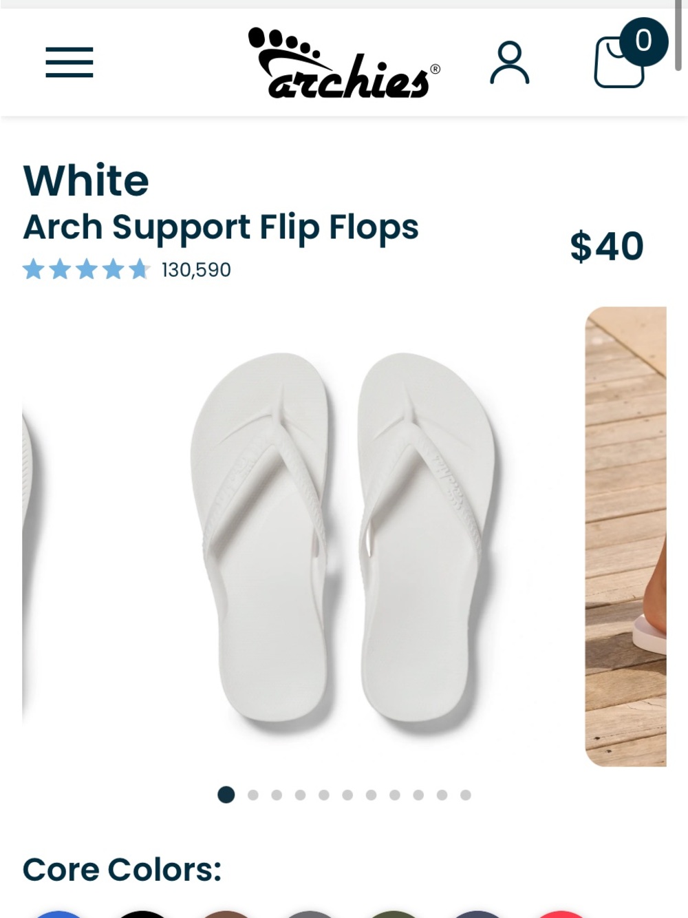 Archies White Arch Support Flip-Flops for Men
